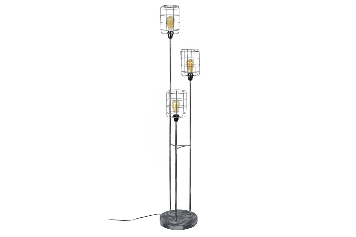 Lamapada industriale in metallo grigio antico 3 lampadine LOFT