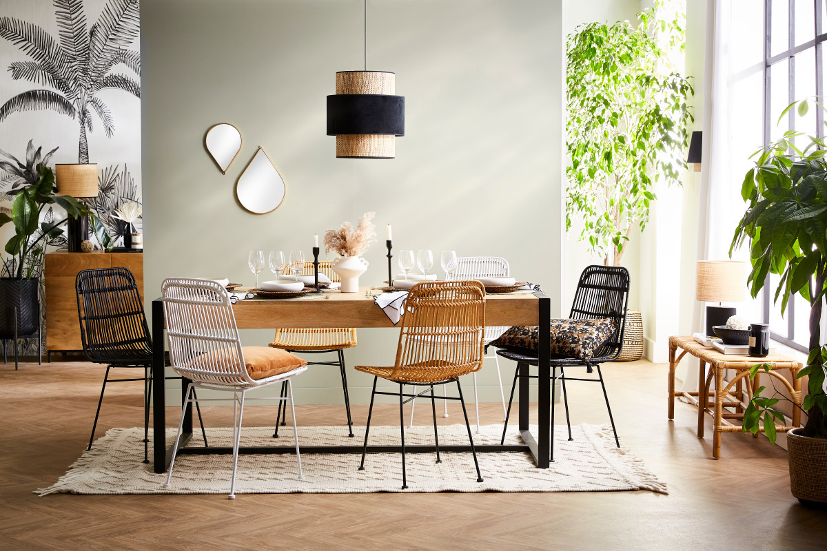 Lampada a sospensione bi-materiale juta e velluto nero D40 cm CHILL