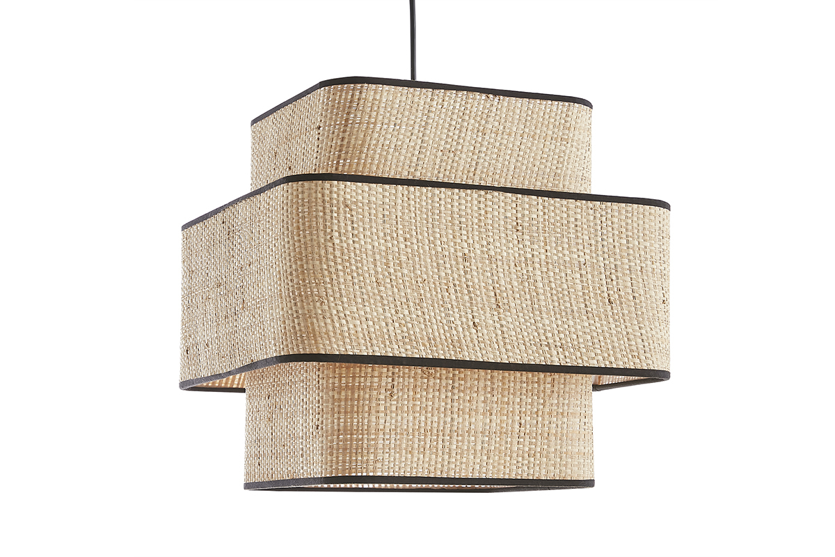 Lampada a sospensione cubo in fibra di rafia naturale L35 cm TERA