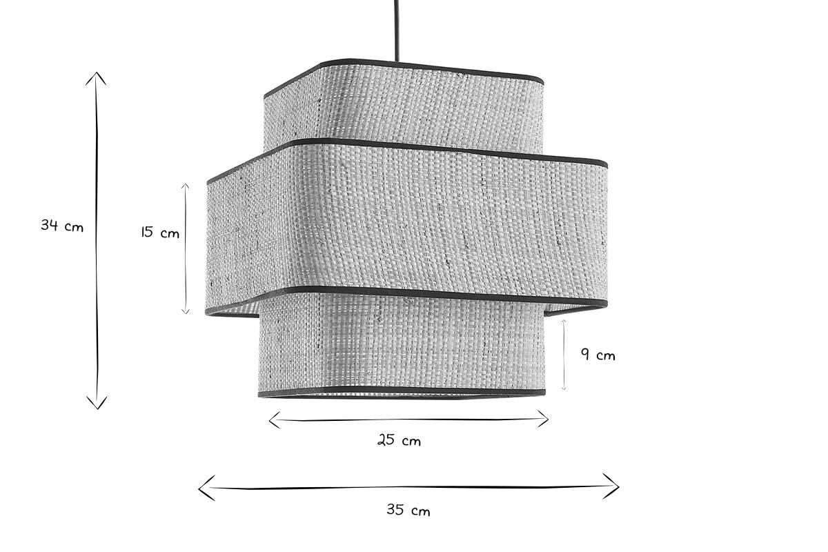 Lampada a sospensione cubo in fibra di rafia naturale L35 cm TERA