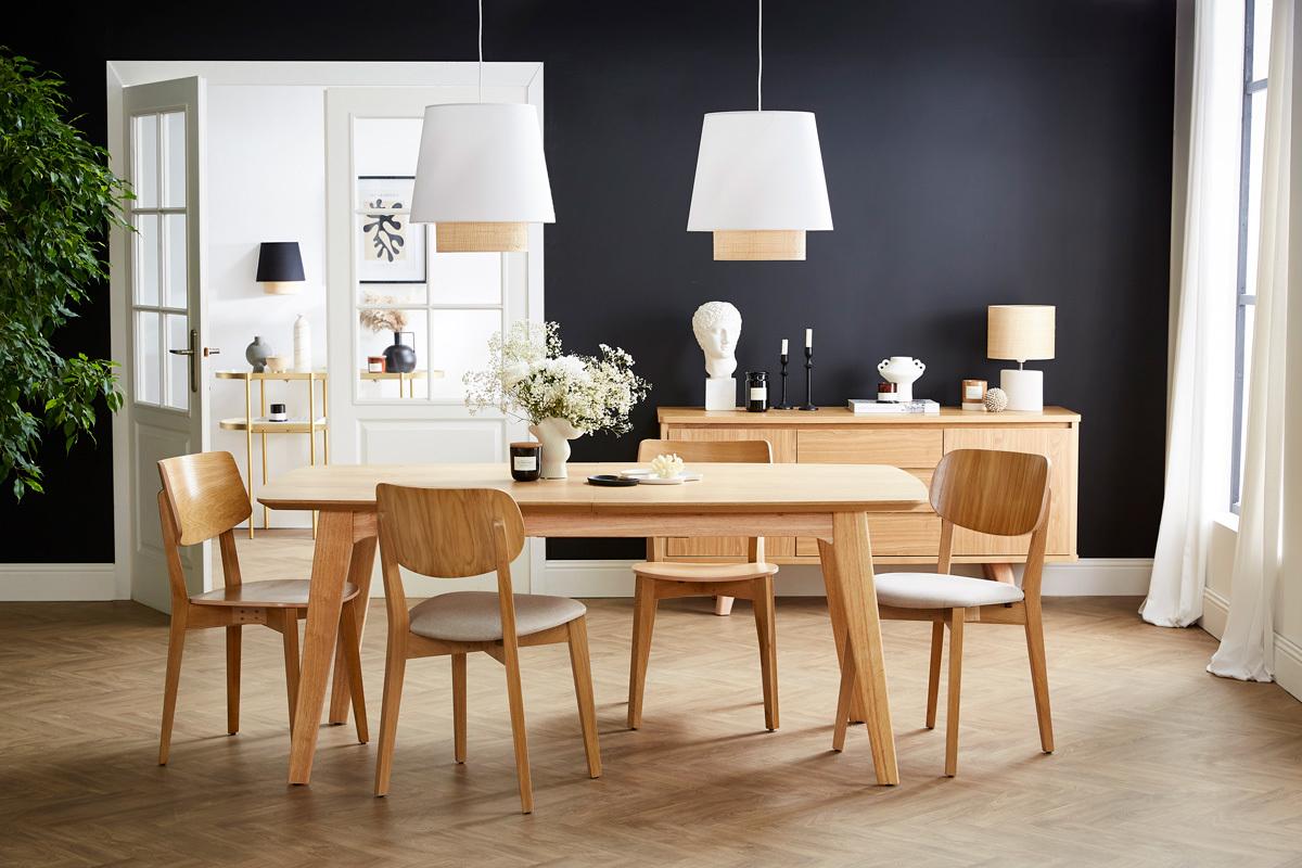 Lampada a sospensione design bi-materiale in fibra di rafia e cotone bianco D40 cm JUME