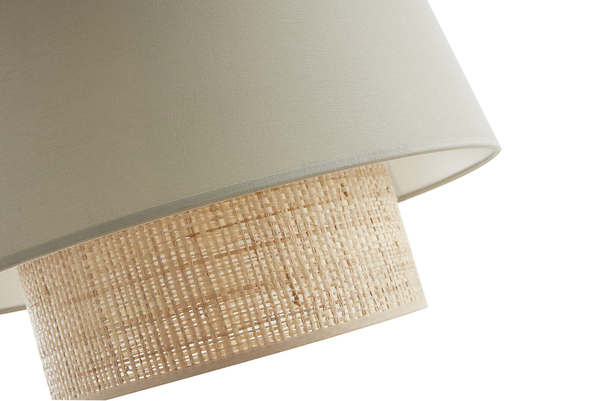Lampada a sospensione design bi-materiale in fibra di rafia e cotone verde salvia D40 cm JUME