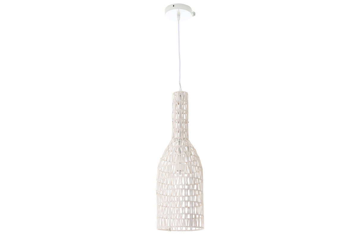 Lampada a sospensione design in rattan bianco D19 cm PHILAE