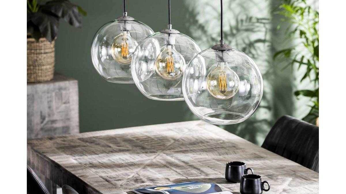 Lampada a sospensione design in vetro soffiato e metallo anticato COSMO