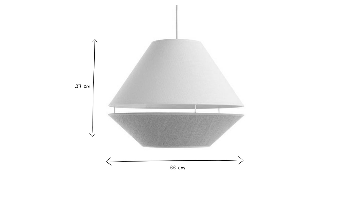 Lampada a sospensione design lino naturale e bianco D33 cm KUPPEL