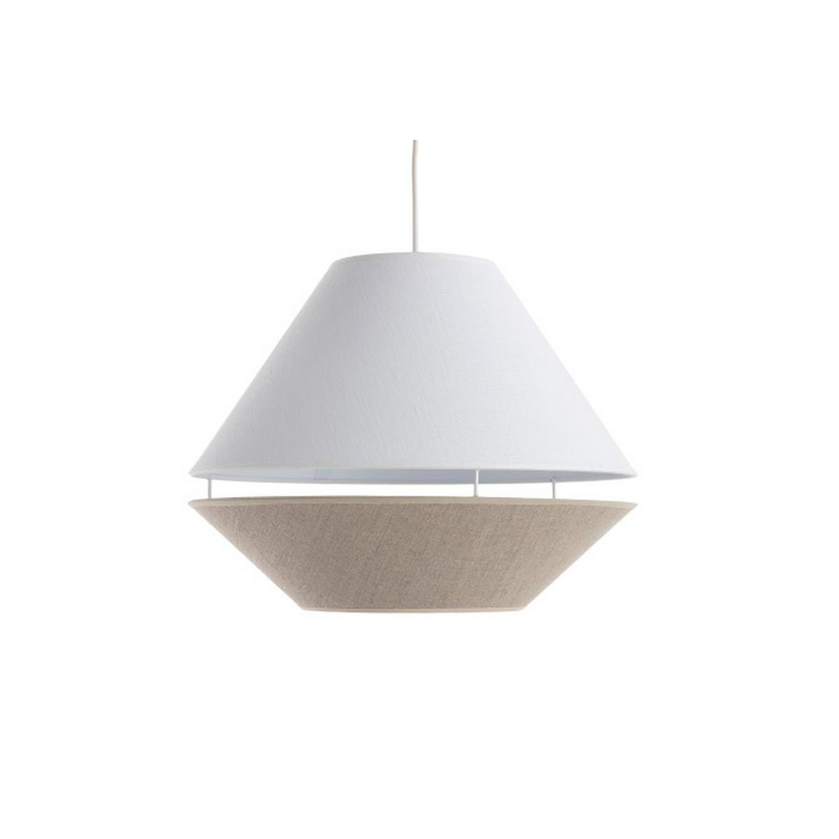 Lampada a sospensione design lino naturale e bianco D33 cm KUPPEL