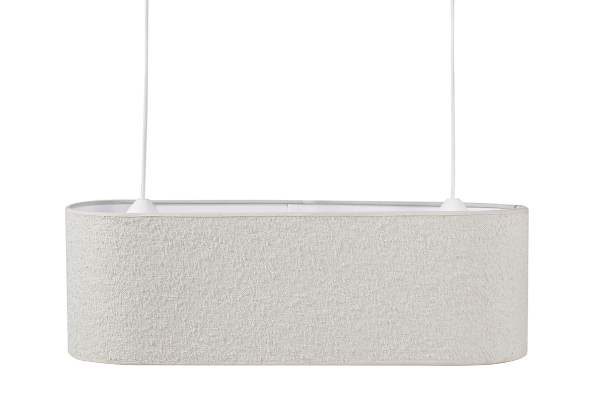 Lampada a sospensione due luci in tessuto effetto lana boucl cru L62 cm TESSA