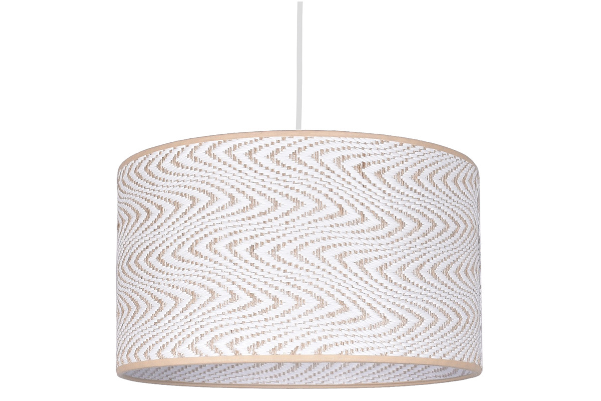 Lampada a sospensione in fibra di rafia naturale e bianco D35 cm HOCHO