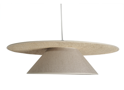 Lampada a sospensione in lino beige e rafia naturale L55 cm AZAMI