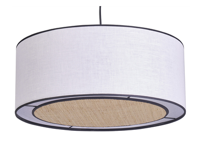 Lampada a sospensione in lino bianco e fibra di rafia D50 cm TRAVES