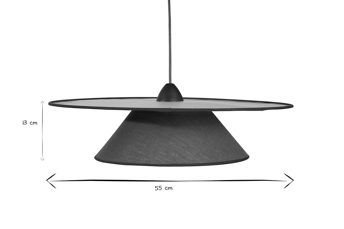 Lampada a sospensione in lino blu pavone e rafia naturale D55 cm AZAMI