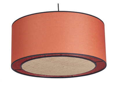 Lampada a sospensione in lino mattone e fibra di rafia D50 cm TRAVES