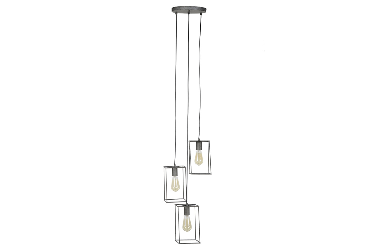 Lampada da soffitto design 3 lampadine in metallo finizione argento antico ARCHI