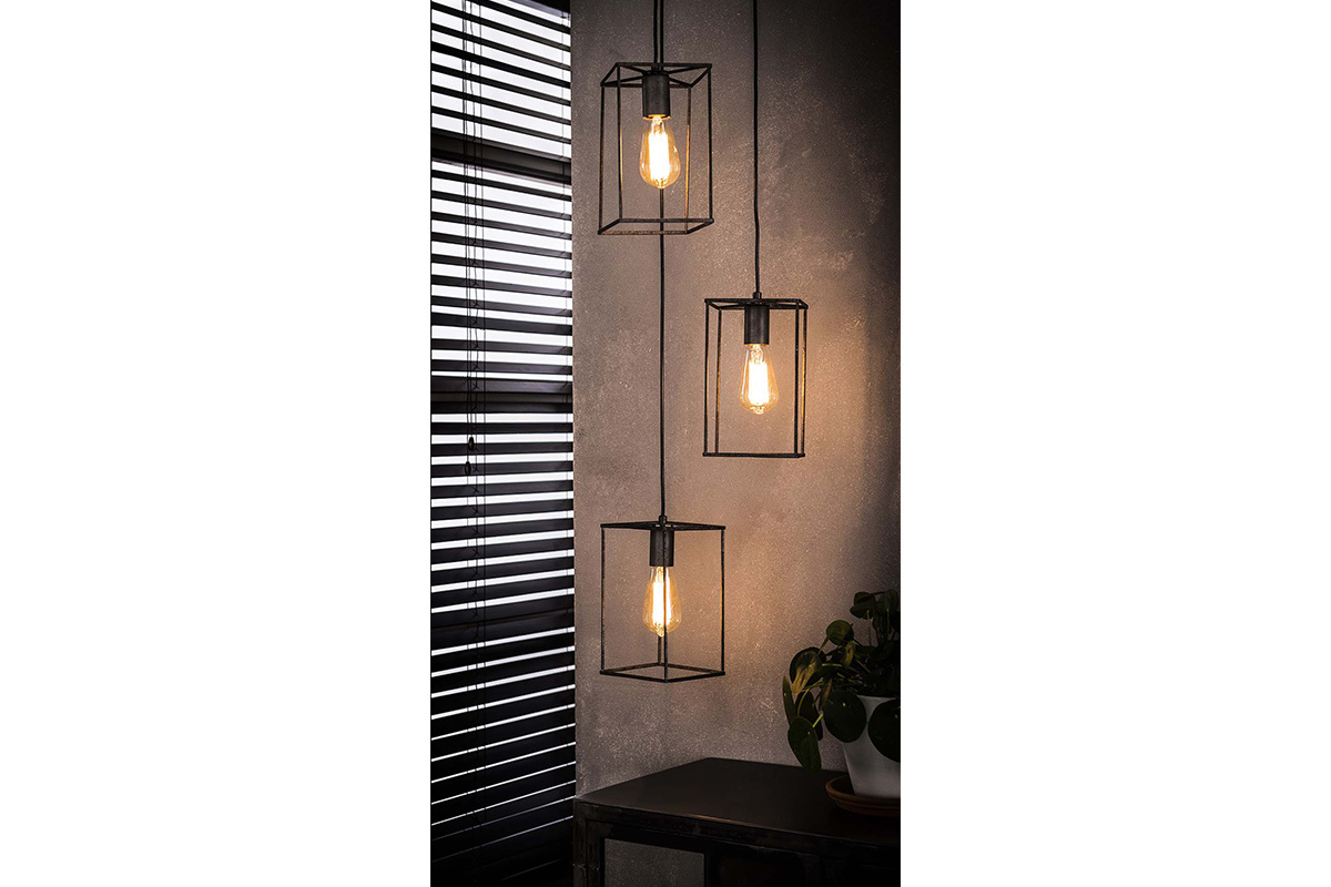 Lampada da soffitto design 3 lampadine in metallo finizione argento antico ARCHI