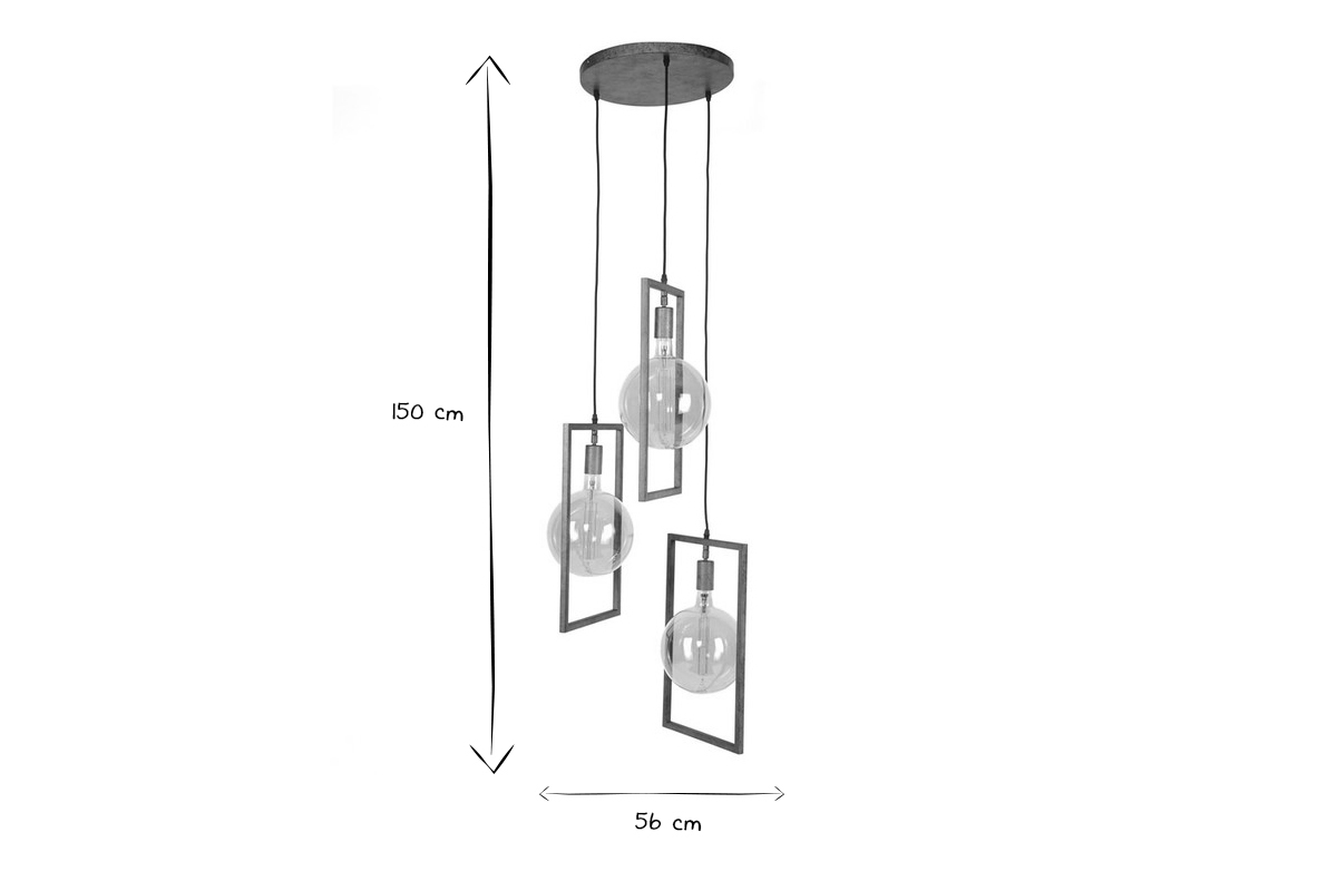 Lampada da soffitto design 3 sfere finitura argento antico DIYA