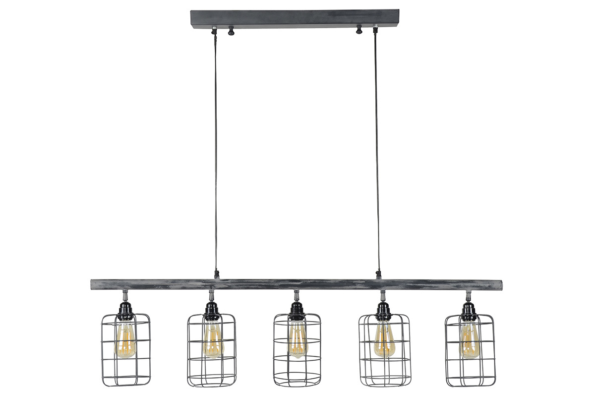 Lampada da soffitto industriale 5 lampadine in metallo grigio LOFT
