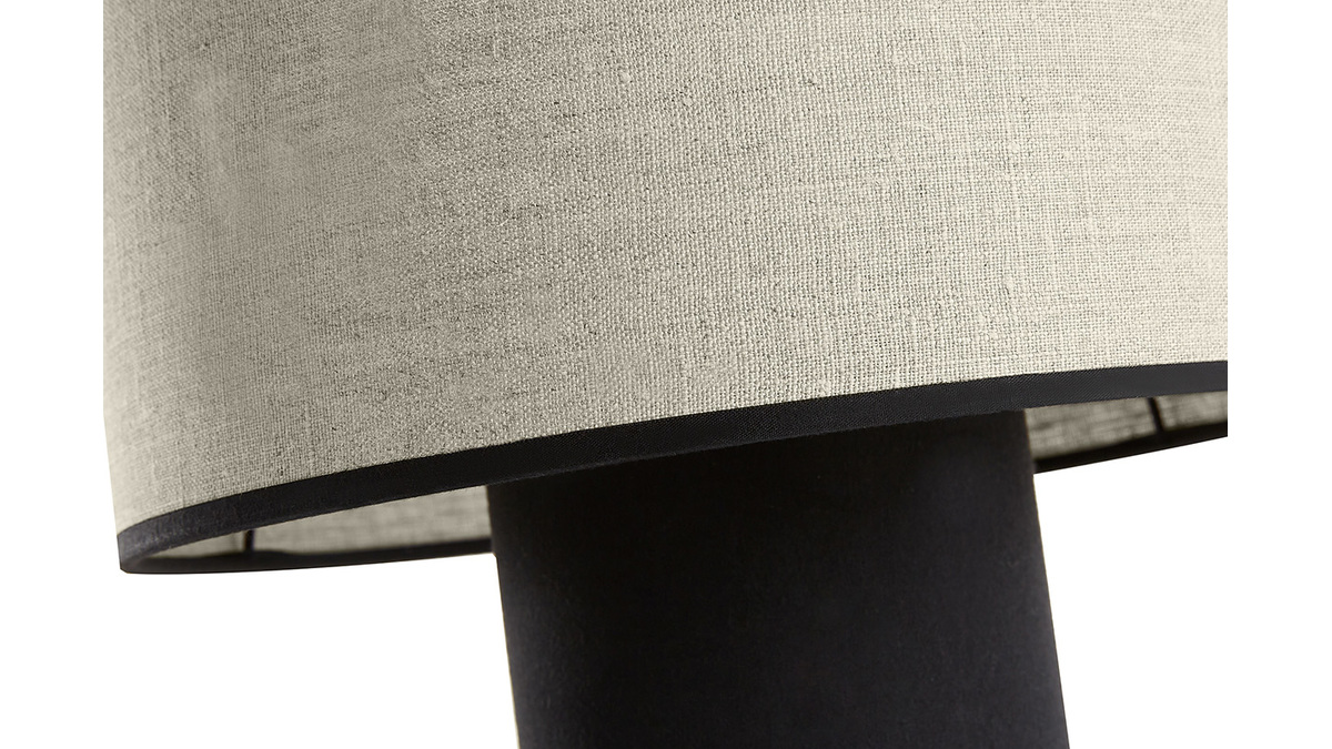Lampada da tavolo bi-materiale in lino e cotone nero SLOT