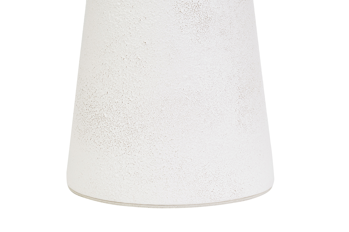 Lampada da tavolo bianca in ceramica con paralume in rattan H47 cm JUNI