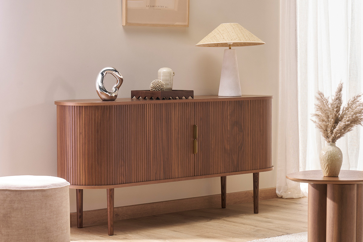 Lampada da tavolo bianca in ceramica con paralume in rattan H47 cm JUNI