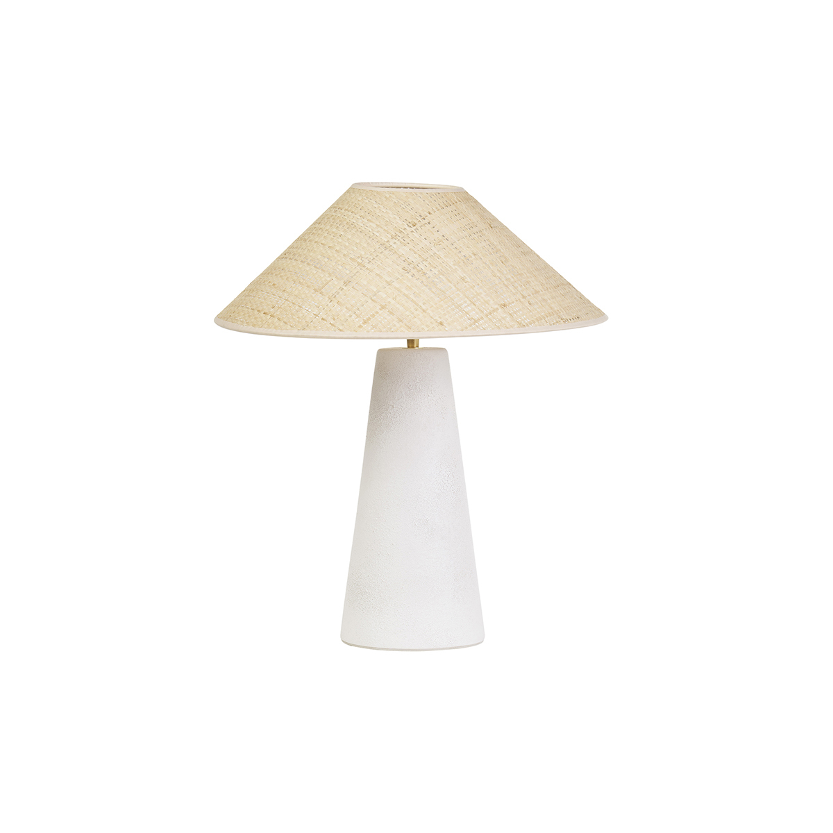 Lampada da tavolo bianca in ceramica con paralume in rattan H47 cm JUNI