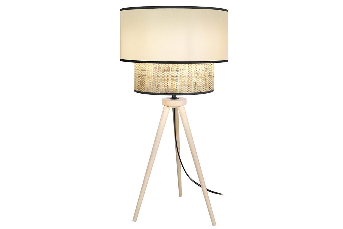 Lampada da tavolo bimaterica iuta e tessuto naturale CHILL
