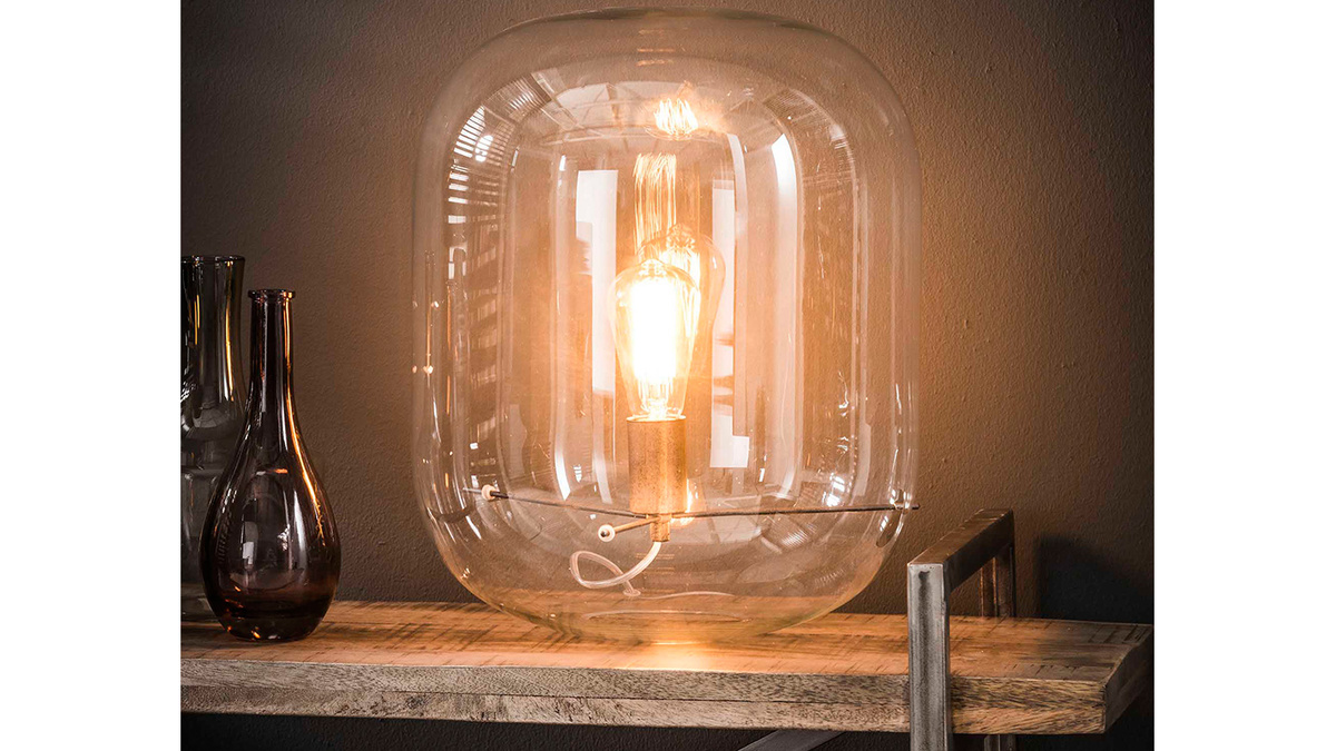 Lampada da tavolo con cupola in vetro D35 cm ANCY