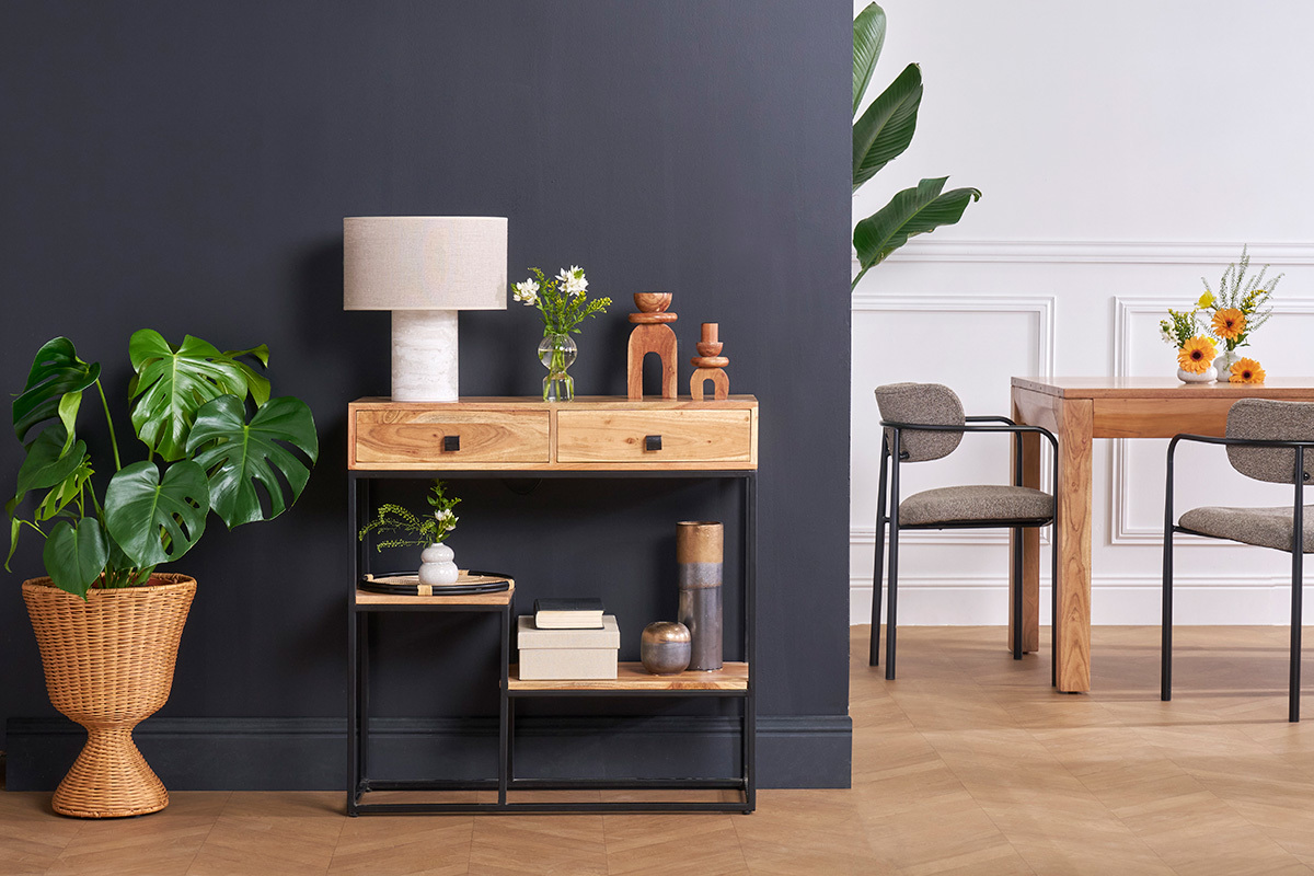 Lampada da tavolo design effetto travertino e paralume in lino H37 cm SEMA
