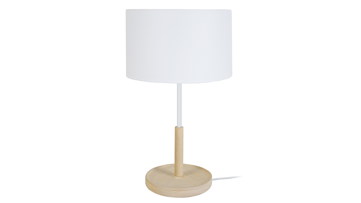 Lampada da tavolo design in legno Bianco ELIOT