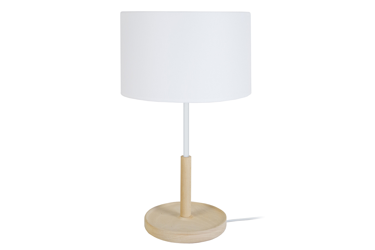 Lampada da tavolo design in legno Bianco ELIOT