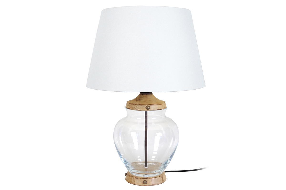 Lampada da tavolo design in vetro e legno PUKKA