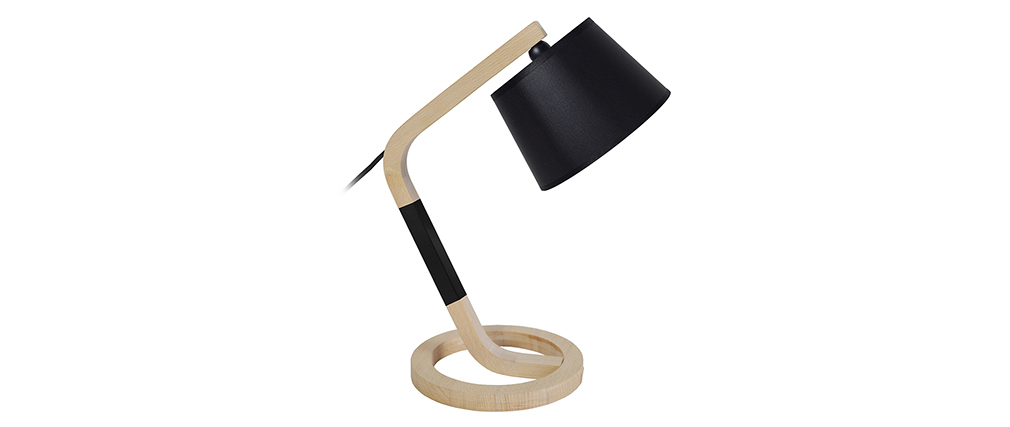 Lampada da tavolo design piede a forma di cerchio in legno Nero TWIST