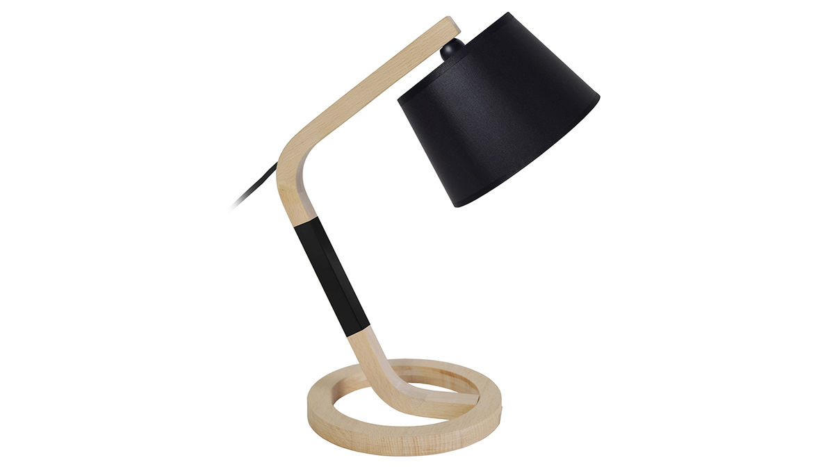 Lampada da tavolo design piede a forma di cerchio in legno Nero TWIST