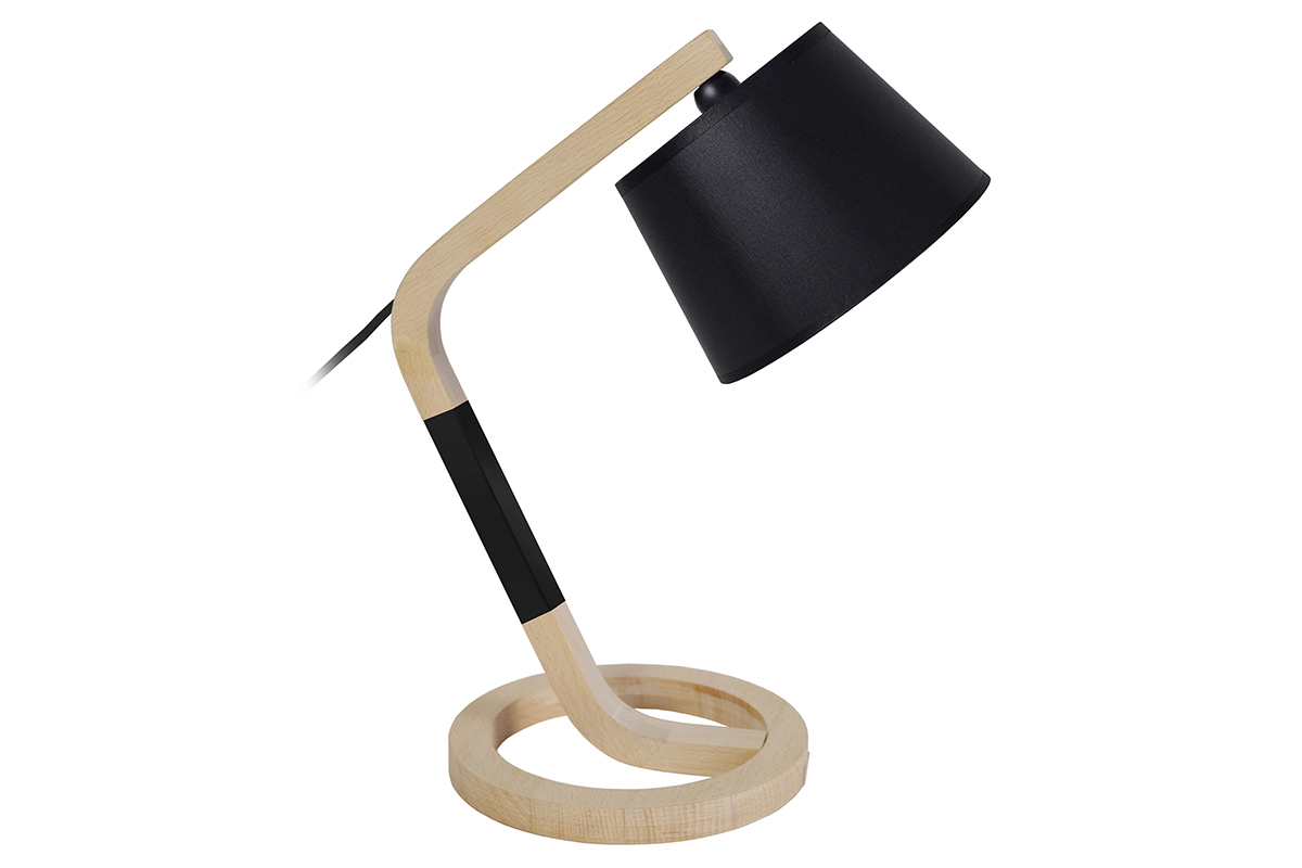 Lampada da tavolo design piede a forma di cerchio in legno Nero TWIST