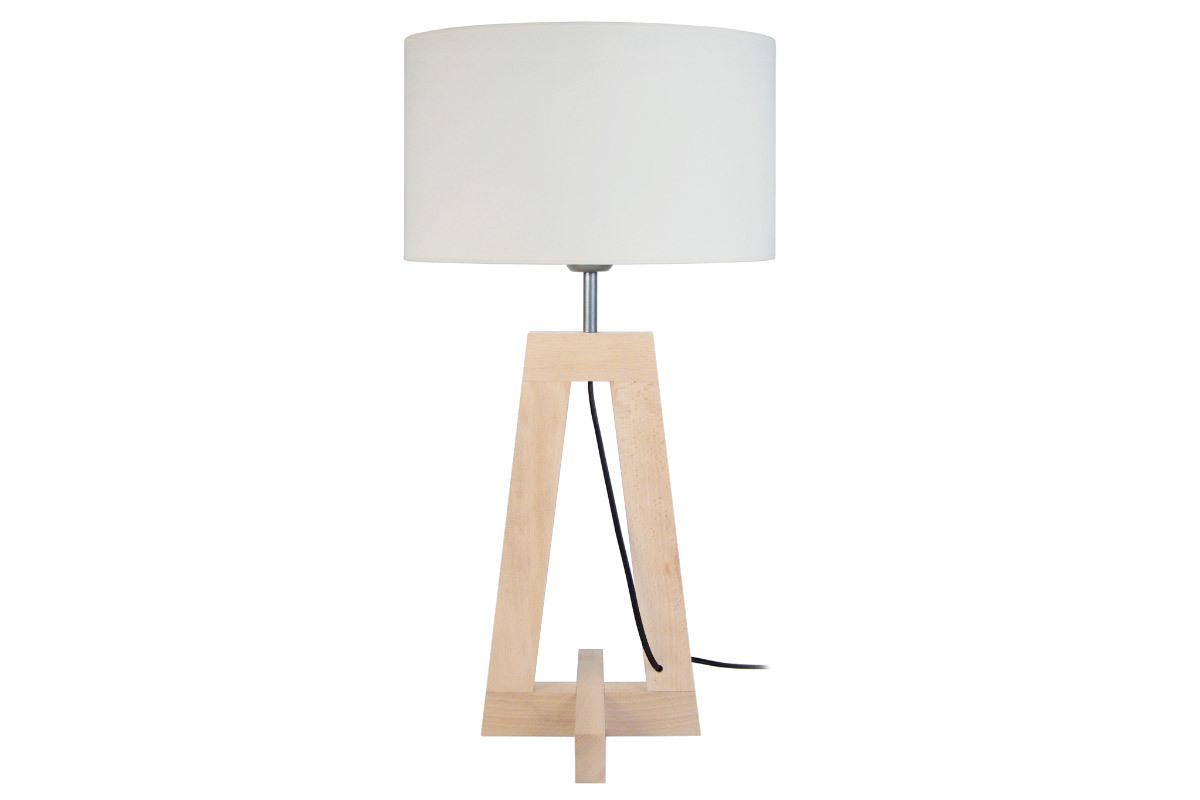 Lampada da tavolo design piede in legno naturale MANON