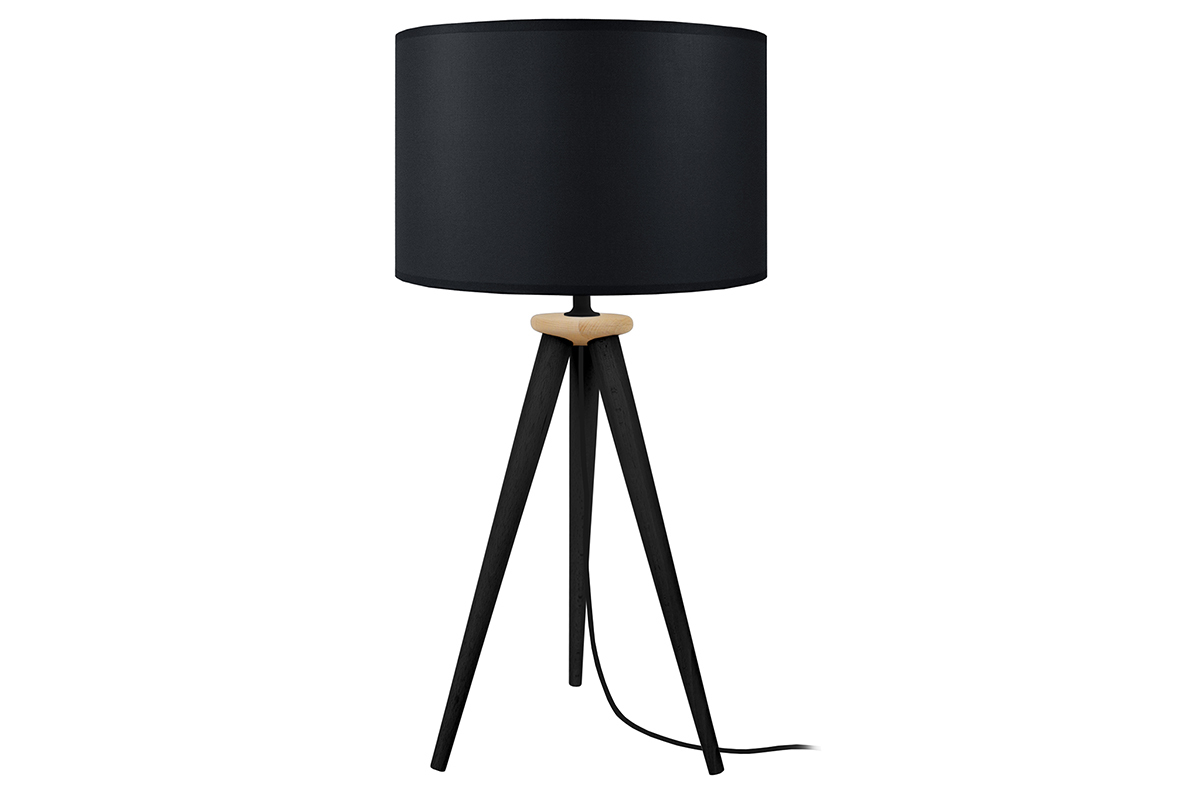 Lampada da tavolo design treppiede in legno Nero TRIPOD