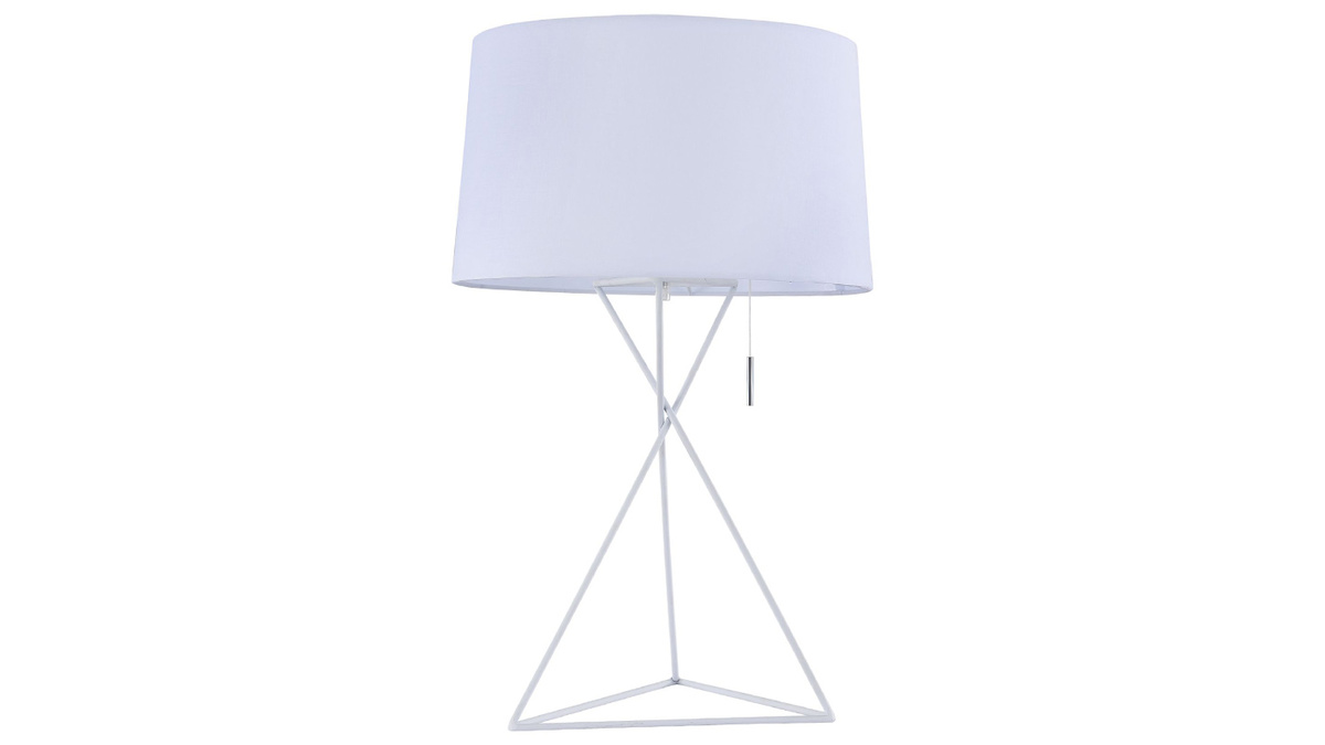 Lampada da tavolo, di design, con piedi in metallo e paralume in tessuto, colore: Bianco, modello: GAUDI