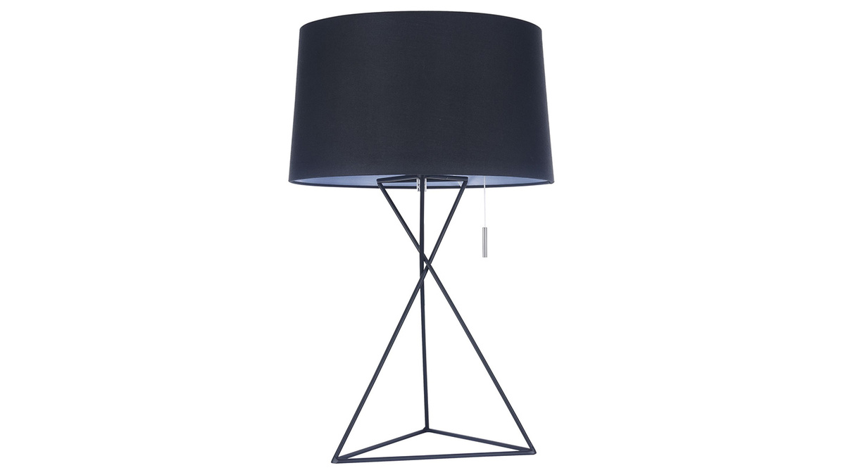 Lampada da tavolo, di design, con piedi in metallo e paralume in tessuto, colore: Nero, modello: GAUDI