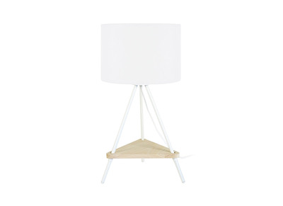 Lampada da tavolo di design in metallo bianco e legno YIN