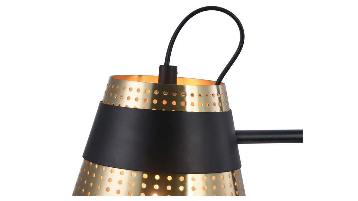 Lampada da tavolo, di design, in metallo, perforato, colore: Dorato e Nero, modello: TRENTO