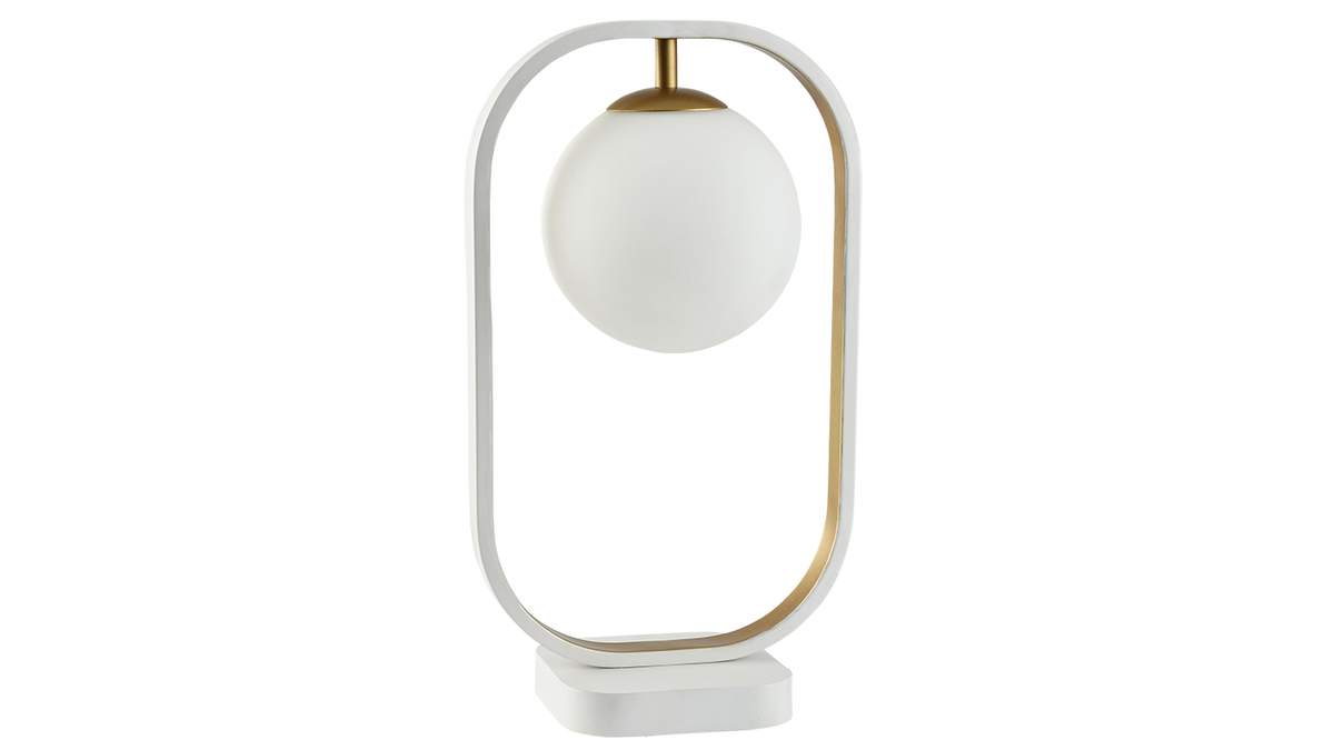 Lampada da tavolo, di design, in vetro e metallo dorato, modello: AVOLO