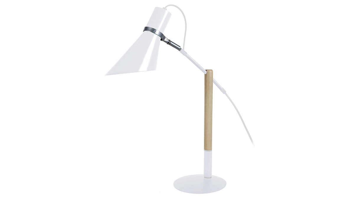 Lampada da tavolo, di design, legno e acciaio, colore: Bianco, modello: SOUND