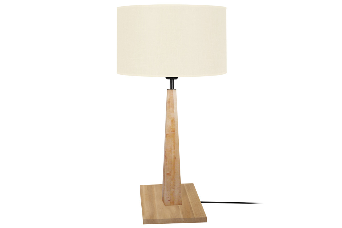 Lampada da tavolo cru con piede in legno NIDRA