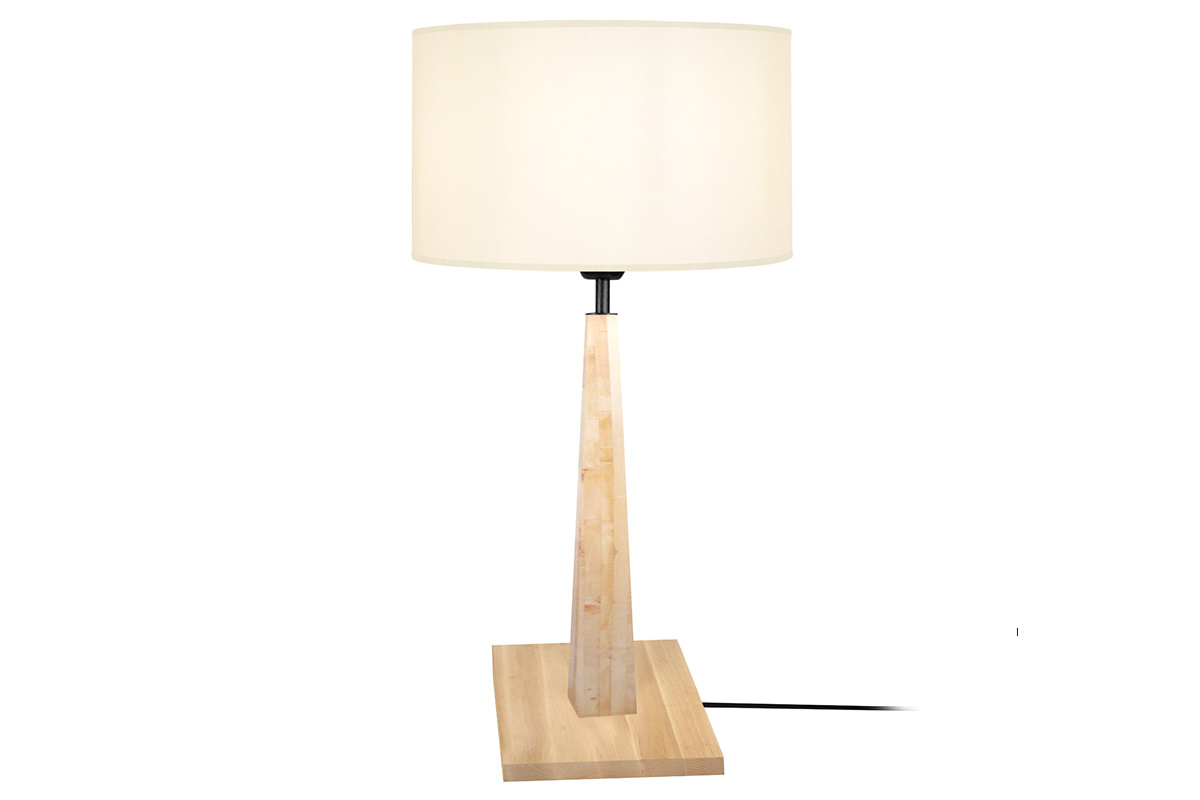 Lampada da tavolo cru con piede in legno NIDRA
