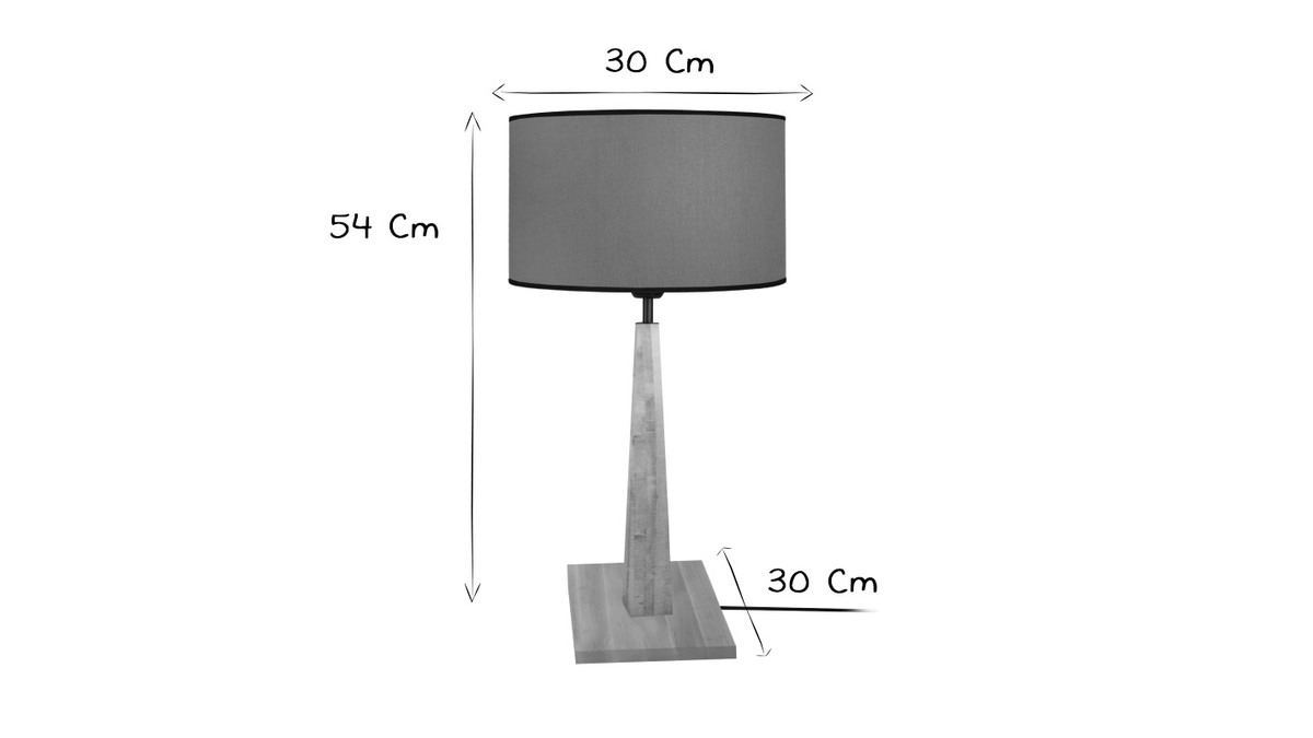 Lampada da tavolo grigio azzurro con piede in legno NIDRA