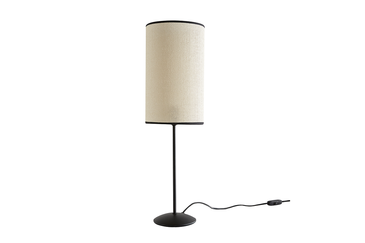 Lampada da tavolo in carta intrecciata e metallo nero ZETA