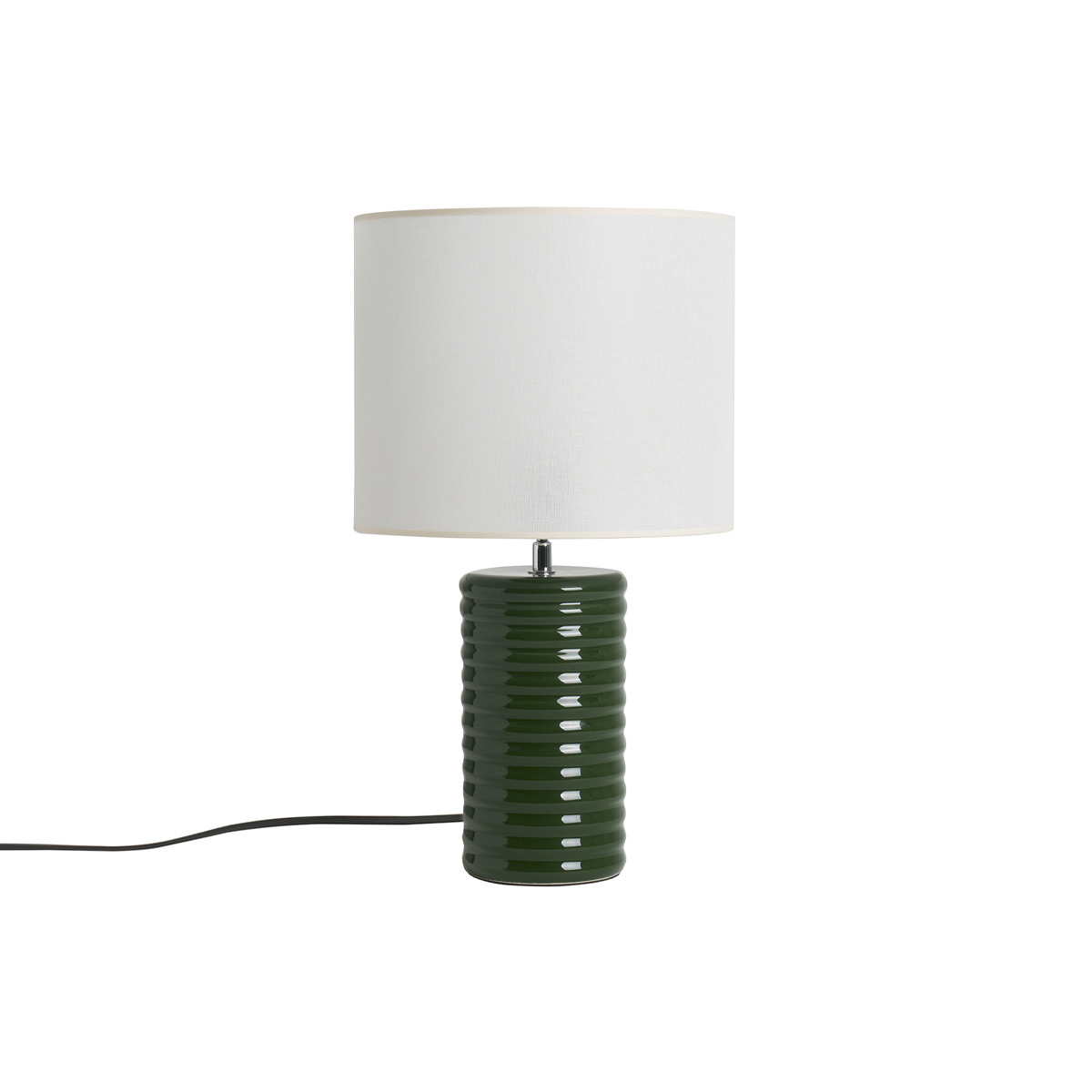 Lampada da tavolo in ceramica smaltata verde scuro e paralume écru H53 cm BERRO