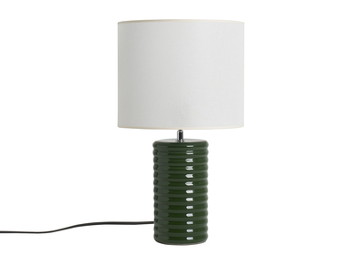 Lampada da tavolo in ceramica smaltata verde scuro e paralume écru H53 cm BERRO