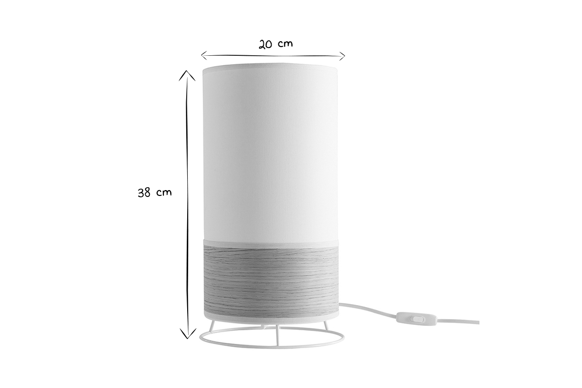 Lampada da tavolo in cotone color sabbia e foglio di rovere chiaro H38 cm SOLAR