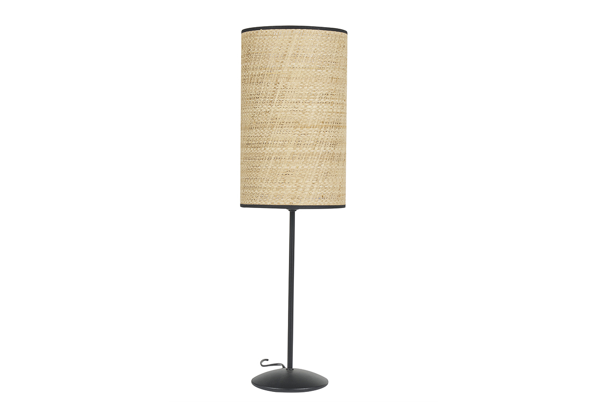 Lampada da tavolo in fibra di rafia e metallo nero H56,5 cm ALOE