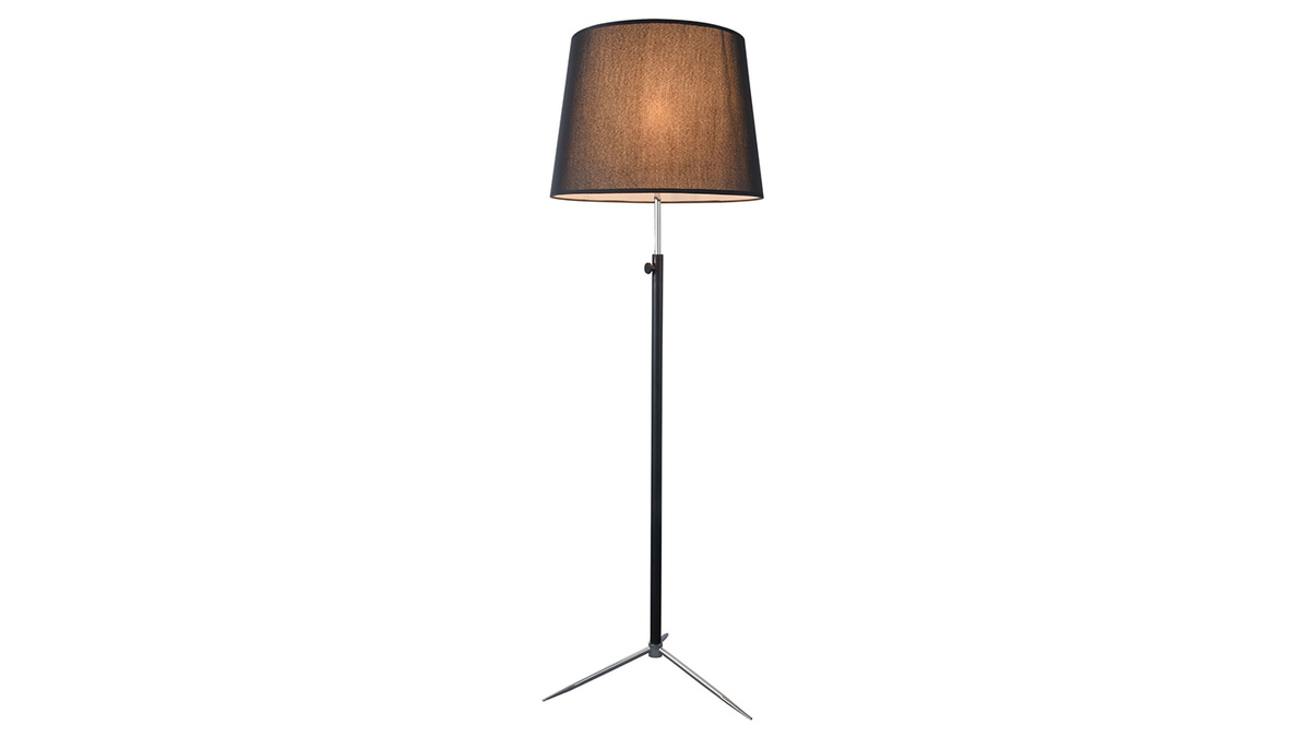 Lampada da tavolo, in metallo, colore: Nero e Cromato; con altezza regolabile, modello: MONI